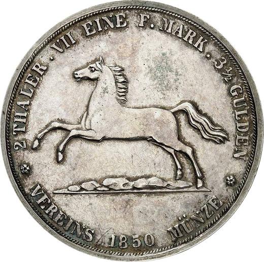 Reverso Pruebas 2 táleros 1850 CvC - valor de la moneda de plata - Brunswick-Wolfenbüttel, Guillermo