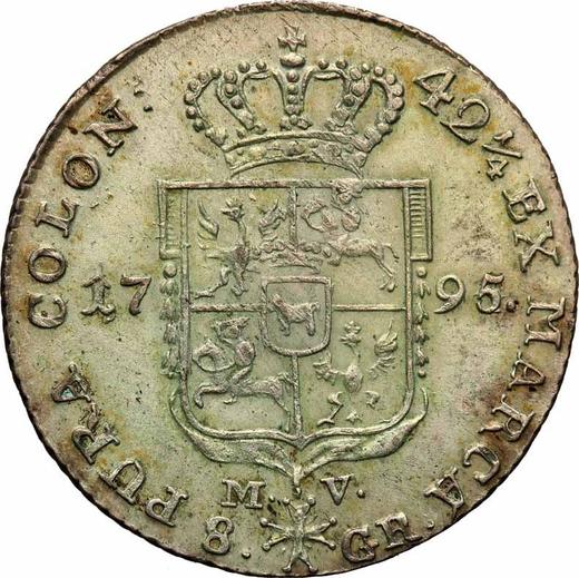 Reverse 2 Zlote (8 Groszy) 1795 MV "Kościuszko Uprising" Inscription 42 1/4 - Silver Coin Value - Poland, Stanislaus II Augustus