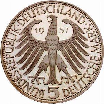 Reverse 5 Mark 1957 J "Eichendorff" - Silver Coin Value - Germany, FRG
