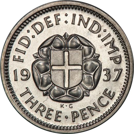 Reverso 3 peniques 1937 HP "Tipo 1937-1945" - valor de la moneda de plata - Gran Bretaña, Jorge VI