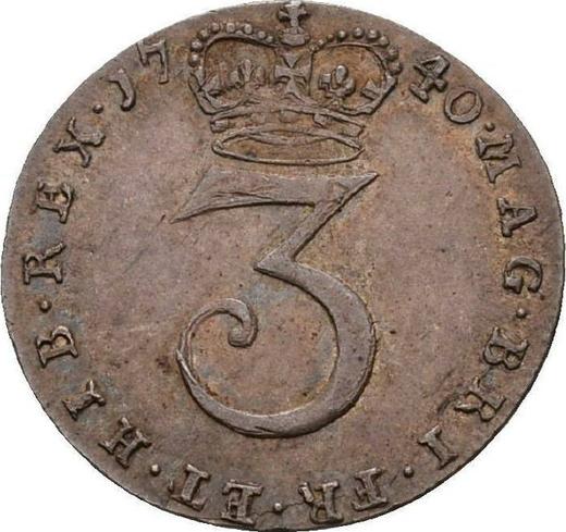 Reverso 3 peniques 1740 - valor de la moneda de plata - Gran Bretaña, Jorge II