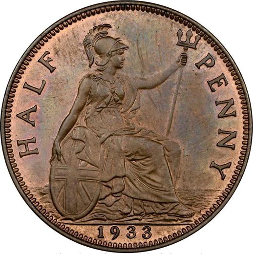 Reverso Medio Penique 1933 - valor de la moneda  - Gran Bretaña, Jorge V