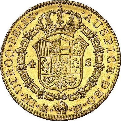Reverse 4 Escudos 1781 M PJ - Gold Coin Value - Spain, Charles III
