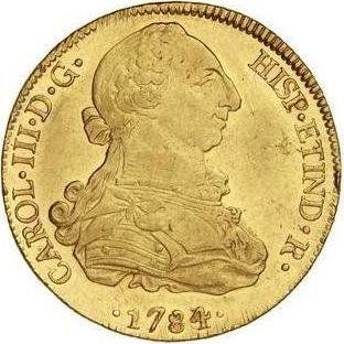 Obverse 8 Escudos 1784 PTS PR - Gold Coin Value - Bolivia, Charles III