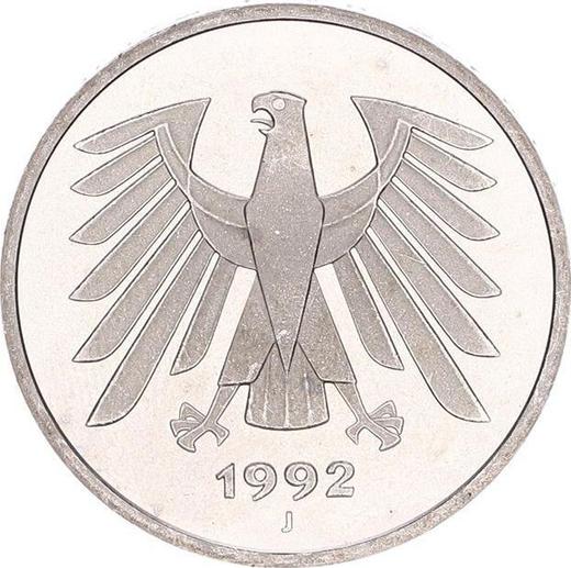 Revers 5 Mark 1992 J - Münze Wert - Deutschland, BRD