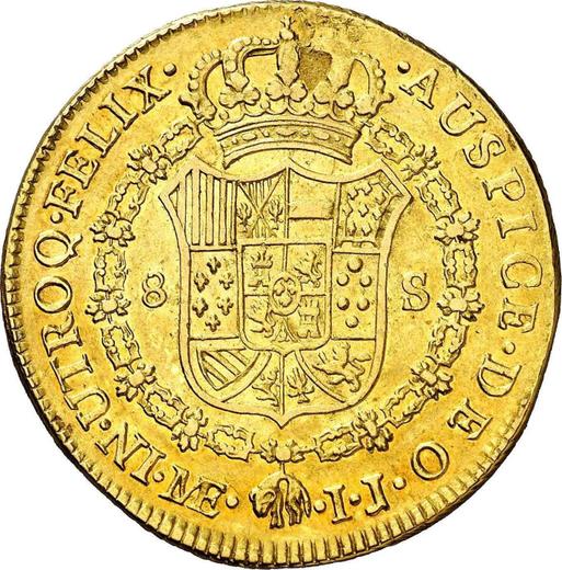 Reverse 8 Escudos 1787 IJ - Gold Coin Value - Peru, Charles III