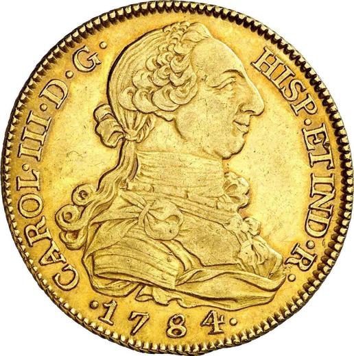Obverse 8 Escudos 1784 M JD - Gold Coin Value - Spain, Charles III