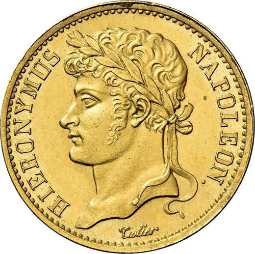 Аверс монеты - 20 франков 1808 года J - цена золотой монеты - Вестфалия, Жером Наполеон