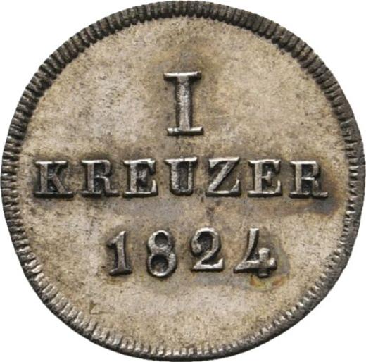 Reverso 1 Kreuzer 1824 - valor de la moneda de plata - Nassau, Guillermo