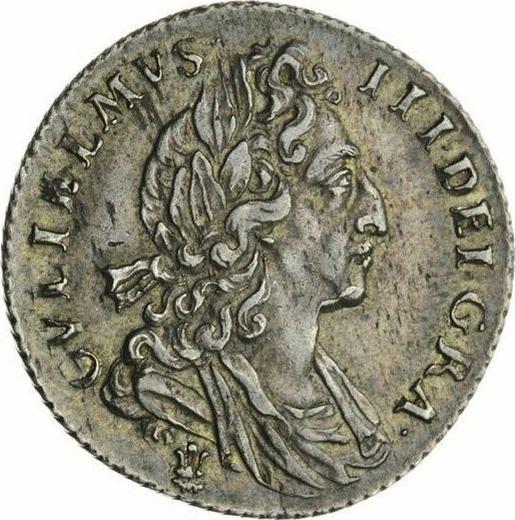 Obverse Sixpence 1700 "Third laureate bust" Plume below bust only - Silver Coin Value - United Kingdom, William III