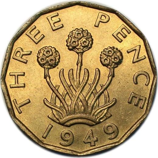 Revers 3 Pence 1949 HP "Typ 1949-1952" - Münze Wert - Großbritannien, Georg VI