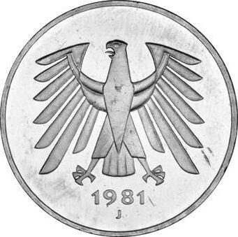Revers 5 Mark 1981 J - Münze Wert - Deutschland, BRD