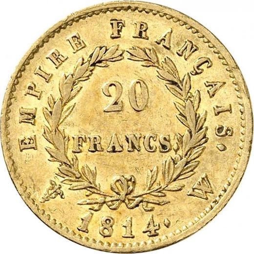 Reverse 20 Francs 1814 W "Type 1809-1815" - Gold Coin Value - France, Napoleon I