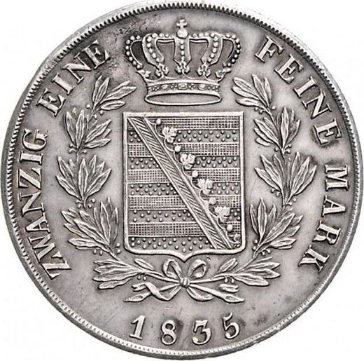 Реверс монеты - 1 гульден 1835 года HF - цена серебряной монеты - Саксен-Кобург-Гота, Эрнст I