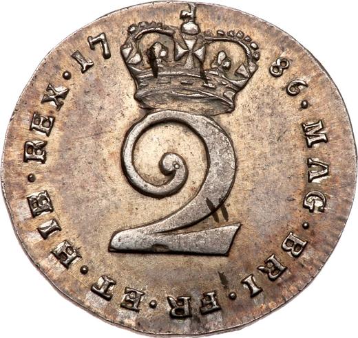 Reverso 2 peniques 1786 - valor de la moneda de plata - Gran Bretaña, Jorge III