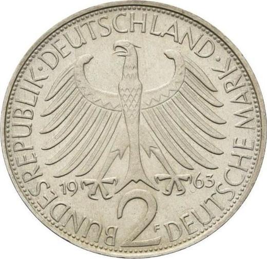 Reverse 2 Mark 1963 F "Max Planck" -  Coin Value - Germany, FRG