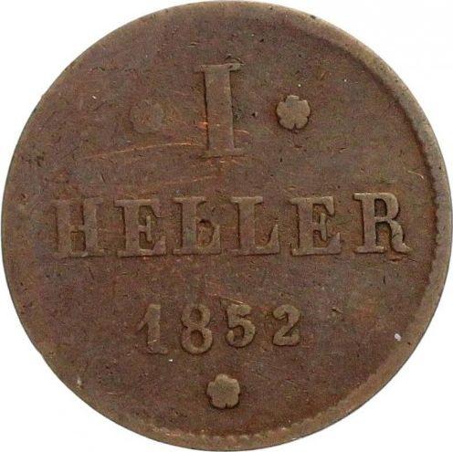 Reverse Heller 1852 -  Coin Value - Hesse-Darmstadt, Louis III