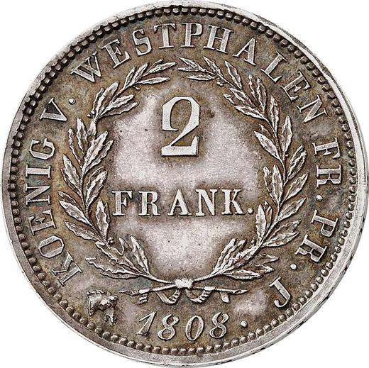 Reverse 2 Francs 1808 J - Silver Coin Value - Westphalia, Jérôme Napoléon