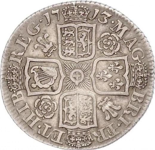 Revers 1 Schilling 1713 "Vierter Porträttyp" Rosen und Federn in Winkeln - Silbermünze Wert - Großbritannien, Anne