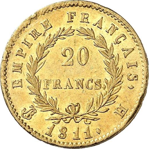 Reverse 20 Francs 1811 H "Type 1809-1815" - Gold Coin Value - France, Napoleon I