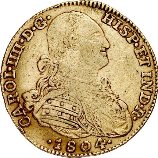 Obverse 4 Escudos 1804 NR JJ - Gold Coin Value - Colombia, Charles IV