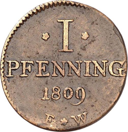 Реверс монеты - 1 пфенниг 1809 года F.W. "Тип 1809-1810" - цена  монеты - Вальдек-Пирмонт, Карл Август Фридрих