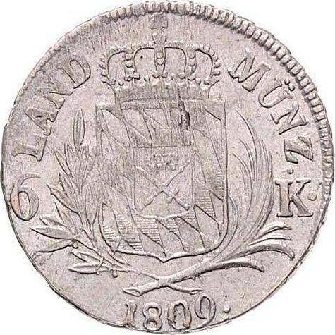 Реверс монеты - 6 крейцеров 1809 года - цена серебряной монеты - Бавария, Максимилиан I