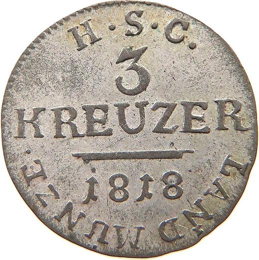 Реверс монеты - 3 крейцера 1818 года S H.S.C. - цена серебряной монеты - Саксен-Кобург-Заальфельд, Эрнст I