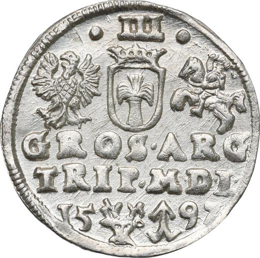 Reverse 3 Groszy (Trojak) 1597 "Lithuania" Date below - Silver Coin Value - Poland, Sigismund III Vasa