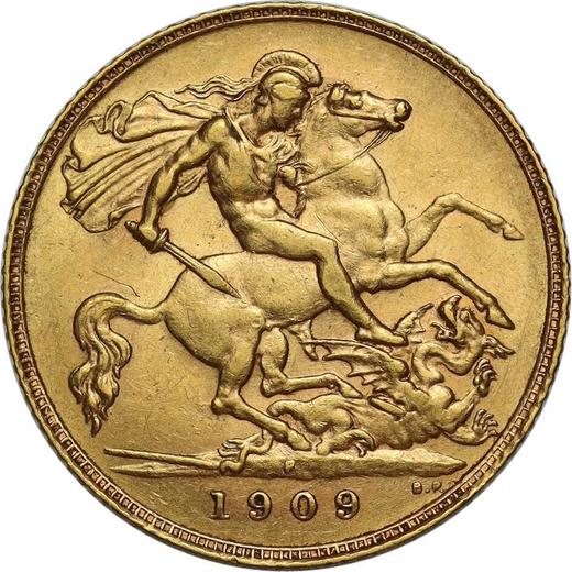 Реверс монеты - 1/2 соверена 1909 года P - цена золотой монеты - Австралия, Эдуард VII