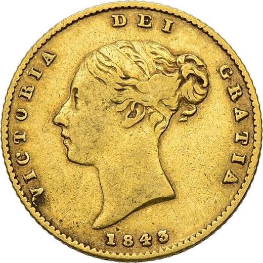 Аверс монеты - 1/2 соверена 1843 года - цена золотой монеты - Великобритания, Виктория