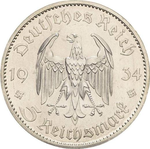 Reverse 5 Reichsmark 1934 A "Garrison Church (with date)" - Silver Coin Value - Germany, Third Reich