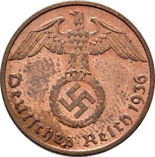 Rewers monety - 1 reichspfennig 1936 G "Typ 1936-1940" - cena  monety - Niemcy, III Rzesza