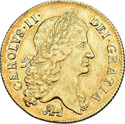 Anverso 2 guineas 1664 "Primer busto laureado" Elefante - valor de la moneda de oro - Gran Bretaña, Carlos II