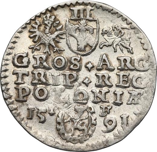 Revers 3 Gröscher 1591 IF "Olkusz Münzstätte" - Silbermünze Wert - Polen, Sigismund III