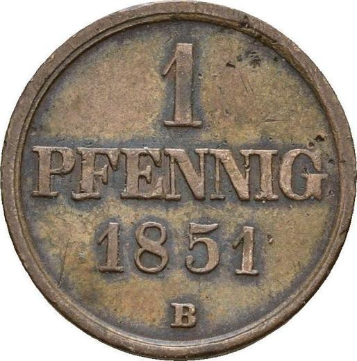Reverse 1 Pfennig 1851 B - Coin Value - Brunswick-Wolfenbüttel, William