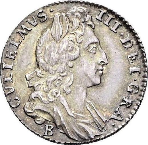 Obverse Sixpence 1697 B "First laureated bust" Small crowns - Silver Coin Value - United Kingdom, William III