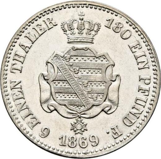 Reverse 1/6 Thaler 1869 B - Silver Coin Value - Saxony-Albertine, John
