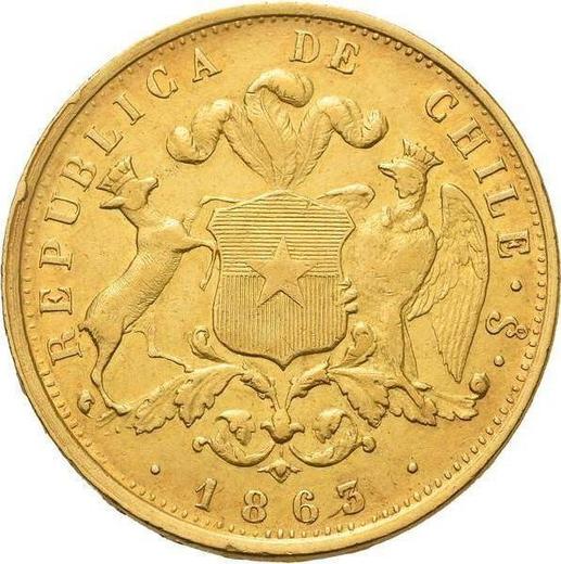 Reverse 10 Pesos 1863 So -  Coin Value - Chile, Republic