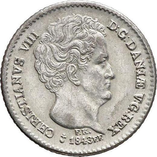 Anverso 2 1/2 chelines 1843 FF - valor de la moneda de plata - Schleswig-Holstein, Cristian VIII