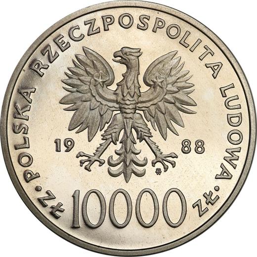 Anverso Pruebas 10000 eslotis 1988 MW ET "JuanPablo II" Níquel - valor de la moneda - Polonia, República Popular