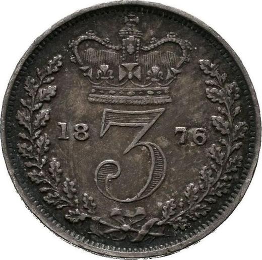 Rewers monety - 3 pensy 1876 - cena srebrnej monety - Wielka Brytania, Wiktoria
