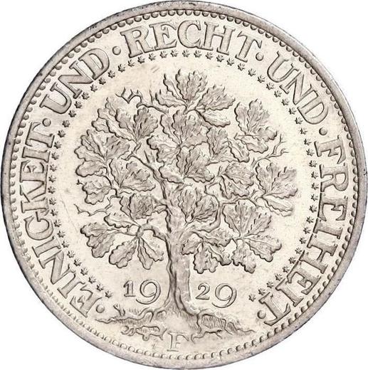 Reverse 5 Reichsmark 1929 F "Oak Tree" - Silver Coin Value - Germany, Weimar Republic