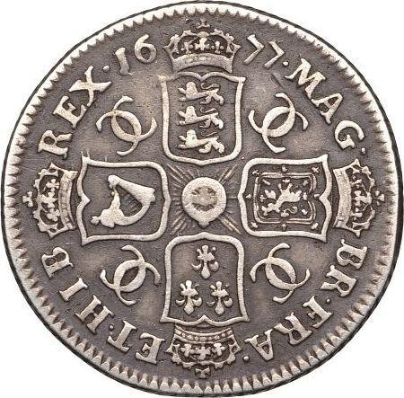 Reverso 1 chelín 1677 "Segundo busto de laureado" - valor de la moneda de plata - Gran Bretaña, Carlos II