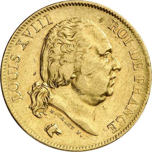 Obverse 40 Francs 1816 W "Type 1816-1824" - Gold Coin Value - France, Louis XVIII