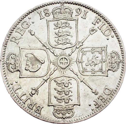 Reverso Florín (2 chelines) 1891 JEB "Retrato jubilar" - valor de la moneda de plata - Gran Bretaña, Victoria