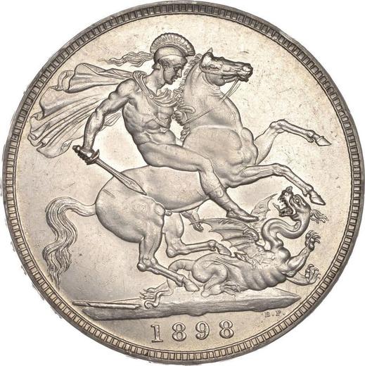 Revers 1 Krone 1898 TB Rand "LXII" - Silbermünze Wert - Großbritannien, Victoria
