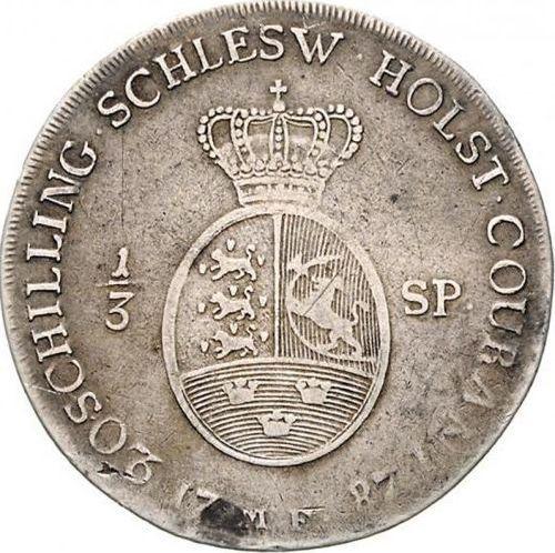 Reverse 1/3 Thaler 1787 MF - Silver Coin Value - Schleswig-Holstein, Christian VII
