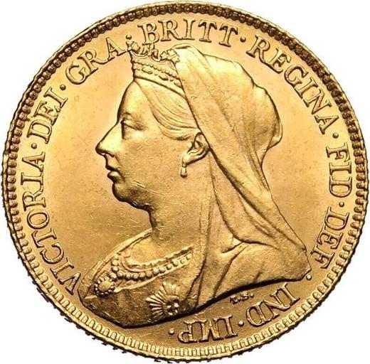 Anverso 1/2 soberano 1895 TB "San Jorge" - valor de la moneda de oro - Gran Bretaña, Victoria