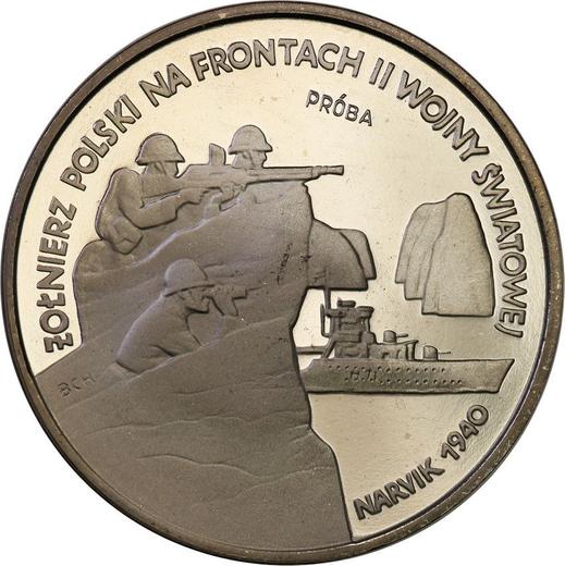 Reverse Pattern 100000 Zlotych 1991 MW BCH "Battles of Narvik 1940" Nickel -  Coin Value - Poland, III Republic before denomination